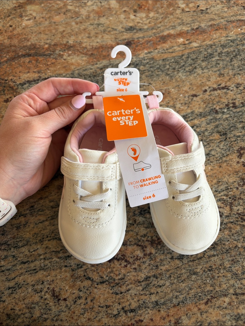 carter's Every Step Cream & Pink Infant Shoes - Size 6